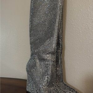 Rhinestone Knee-High Boots